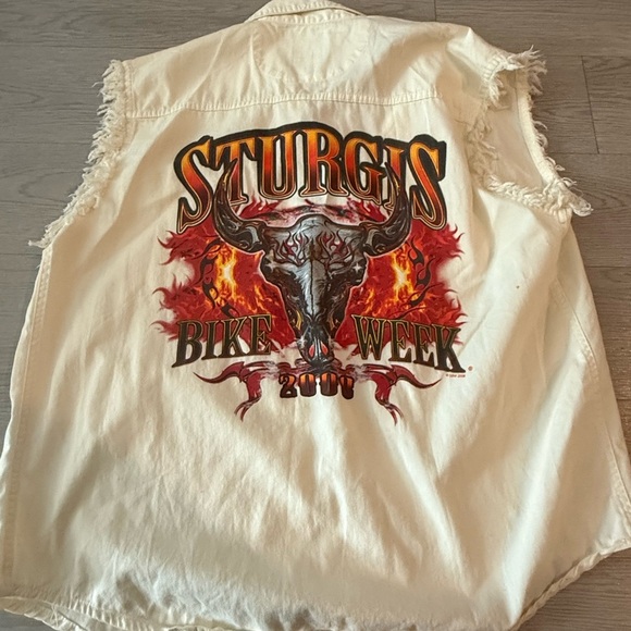 Sturgis Bike Week Cut Off Muscle Button Down Shirt/vest Size XL - Picture 4 of 4